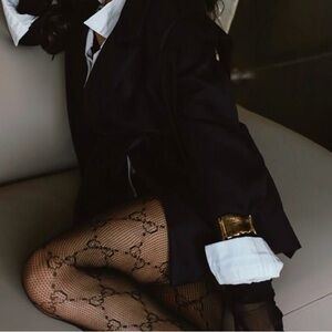 Gucci Black Patterned Hosiery